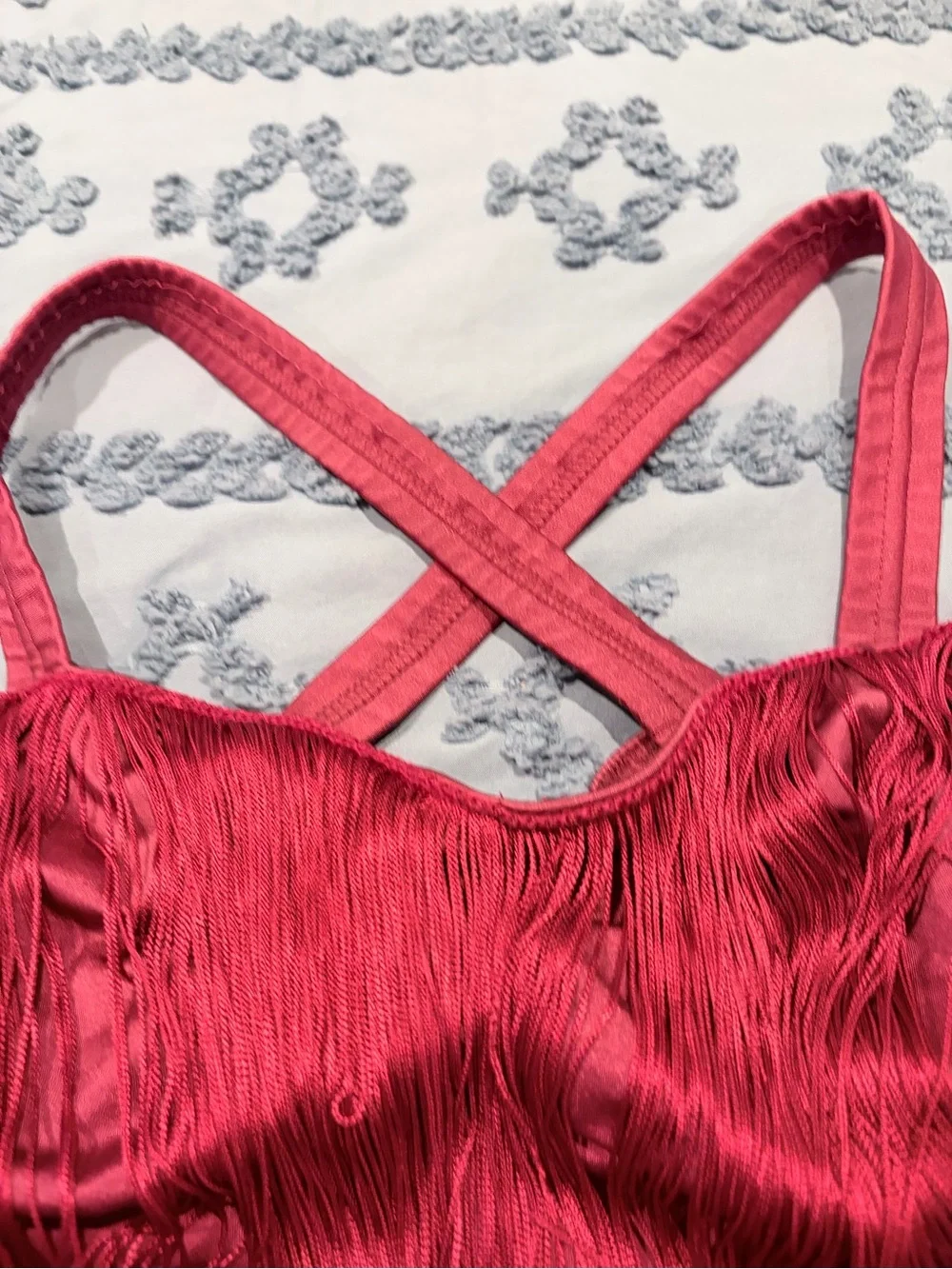 Kellé Let Yourself Go Burgundy Fringe Dance Crop Top Teen